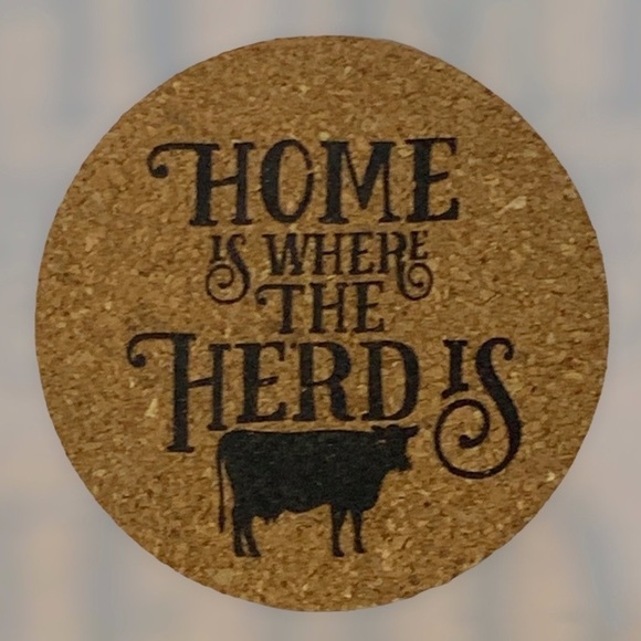 Cork Coaster Set Farmhouse Country Farm Phrases Natural Cork 4 Piece NEW - Picture 6 of 16